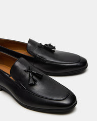 ONDRE Black Leather Tassel Slip-On Men's Loafer | Steve Madden US