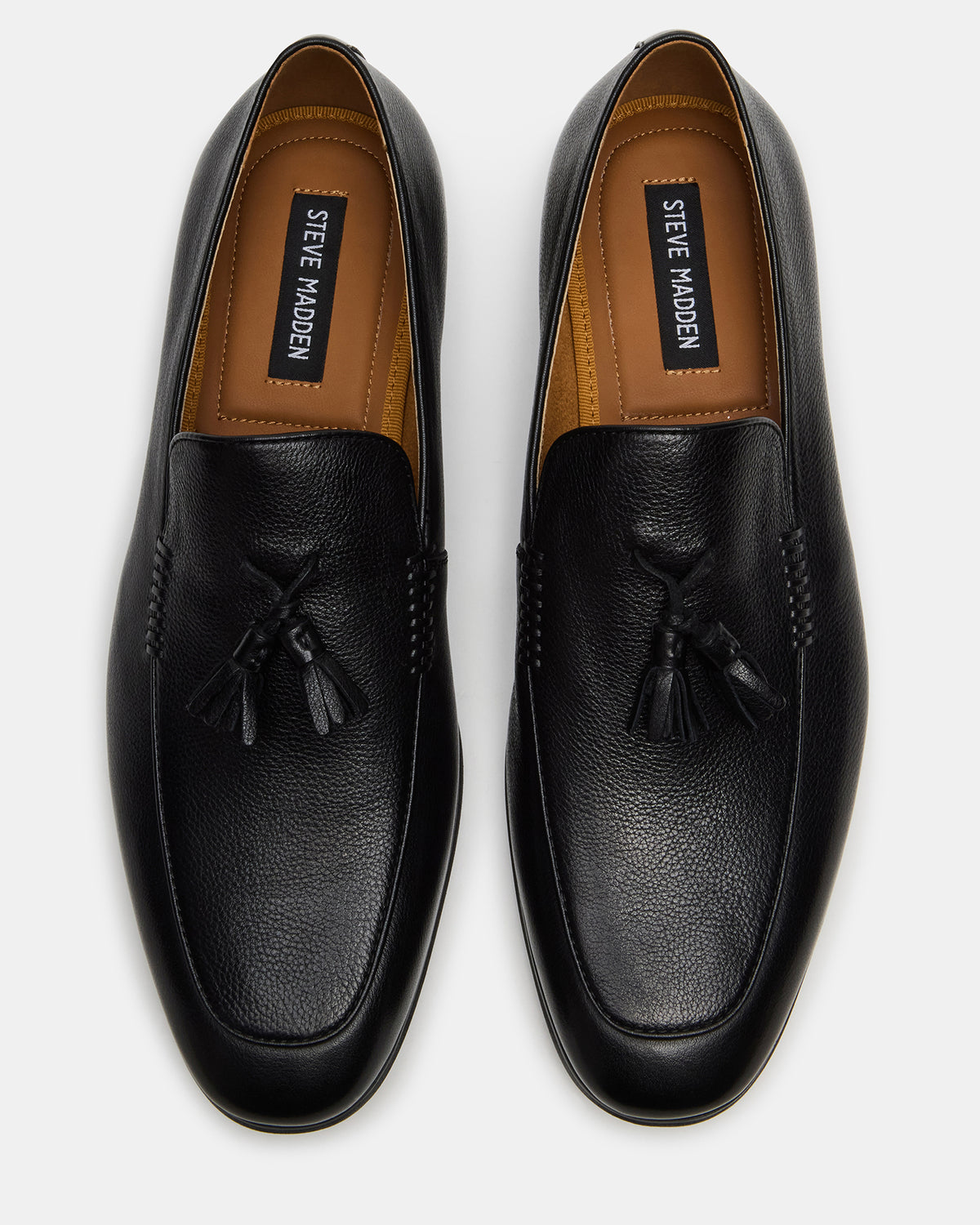 ONDRE Black Leather Tassel Slip-On Men's Loafer | Steve Madden US