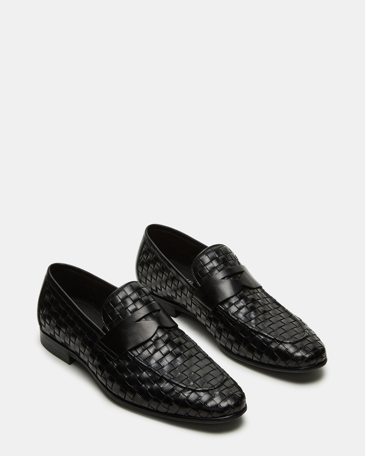 POCO Black Leather Woven Slip-On Men's Dress Loafer | Steve Madden for Sale