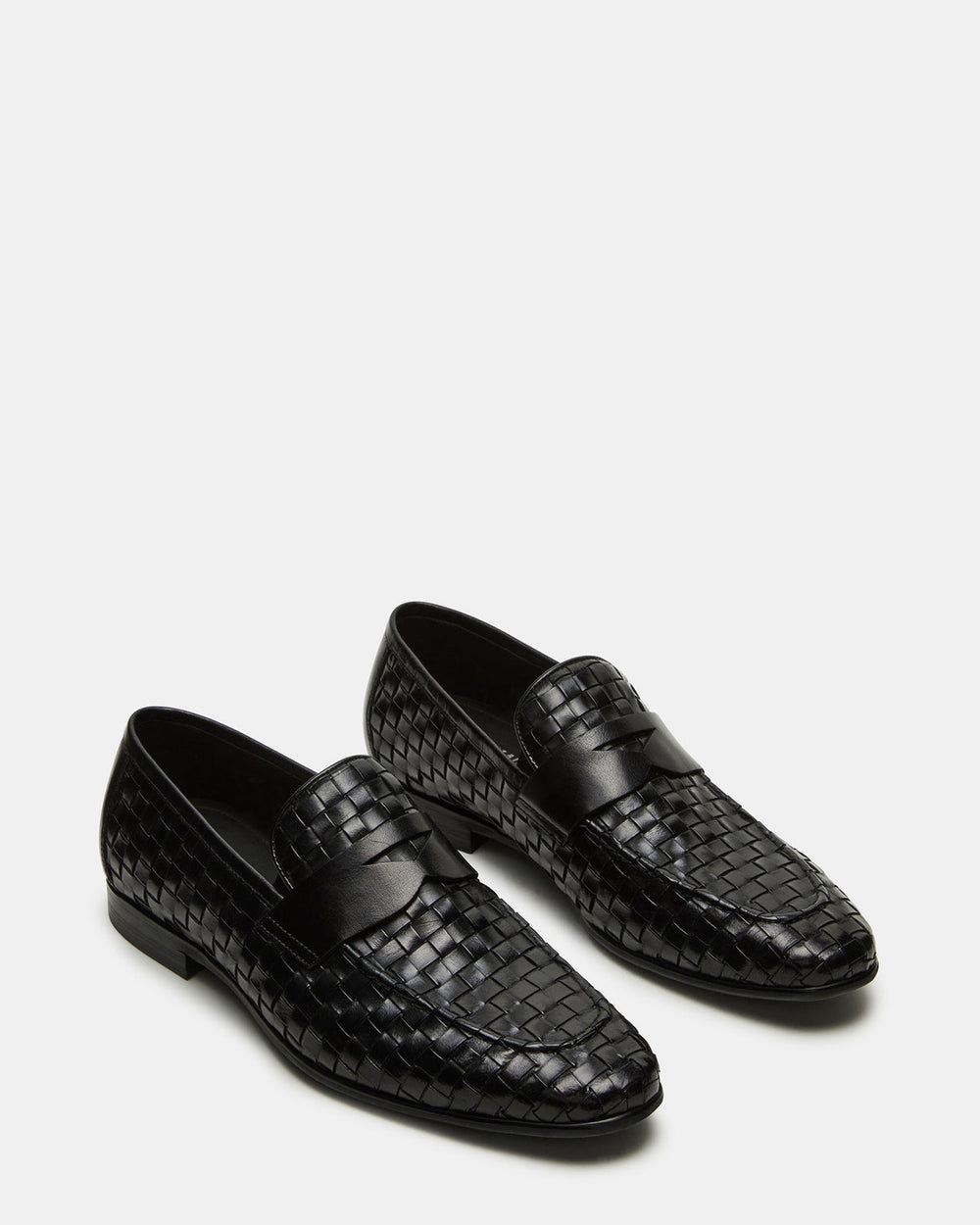 POCO Black Leather Woven Slip-On Men's Dress Loafer | Steve Madden for Sale