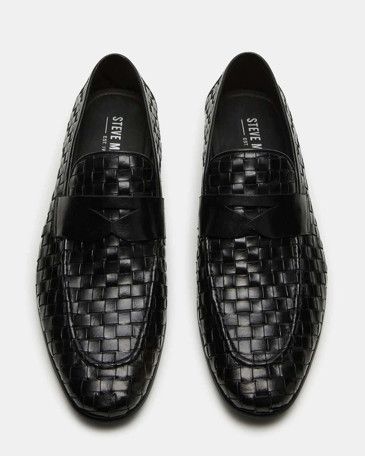 POCO Black Leather Woven Slip-On Men's Dress Loafer | Steve Madden for Sale