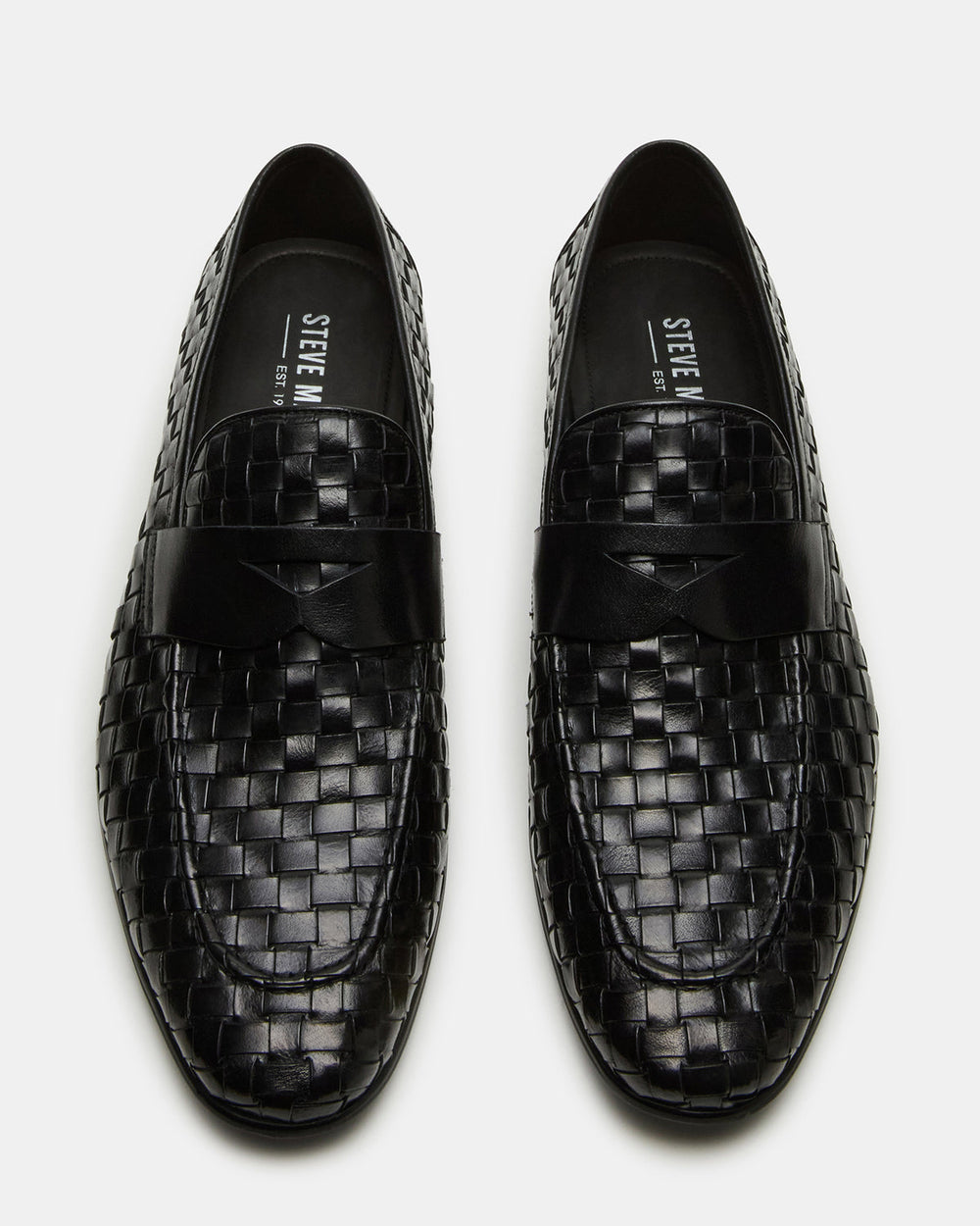 POCO Black Leather Woven Slip-On Men's Dress Loafer | Steve Madden for Sale
