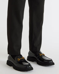 NAXOS Black Leather Slip-On Dress Men's Loafer | Steve Madden on Sale