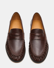 QUINCEY Brown Leather Slip-On Men's Loafer | Steve Madden near me