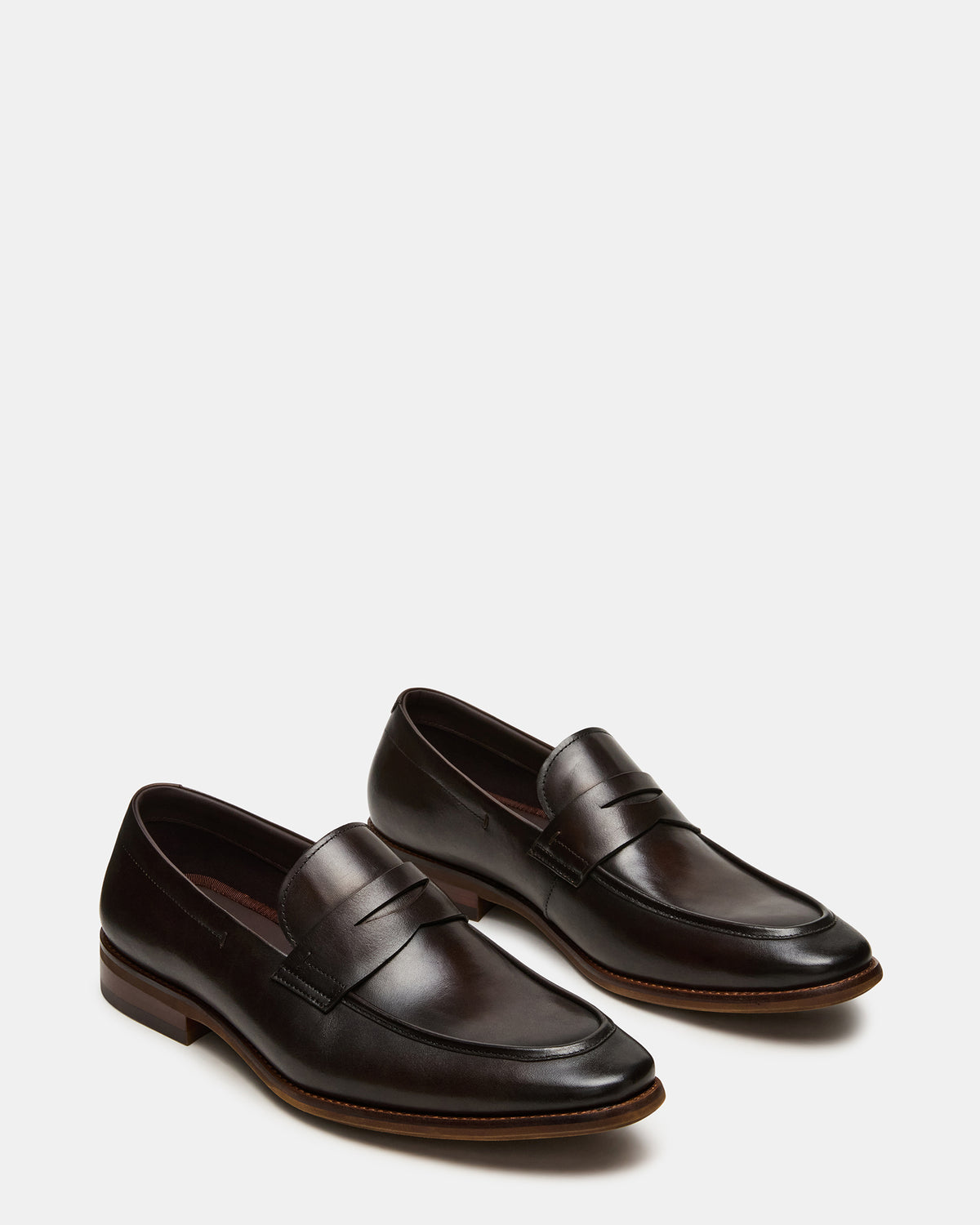 LIGHTNING Brown Leather Round-Toe Slip-On Men's Loafer | Steve Madden outlet