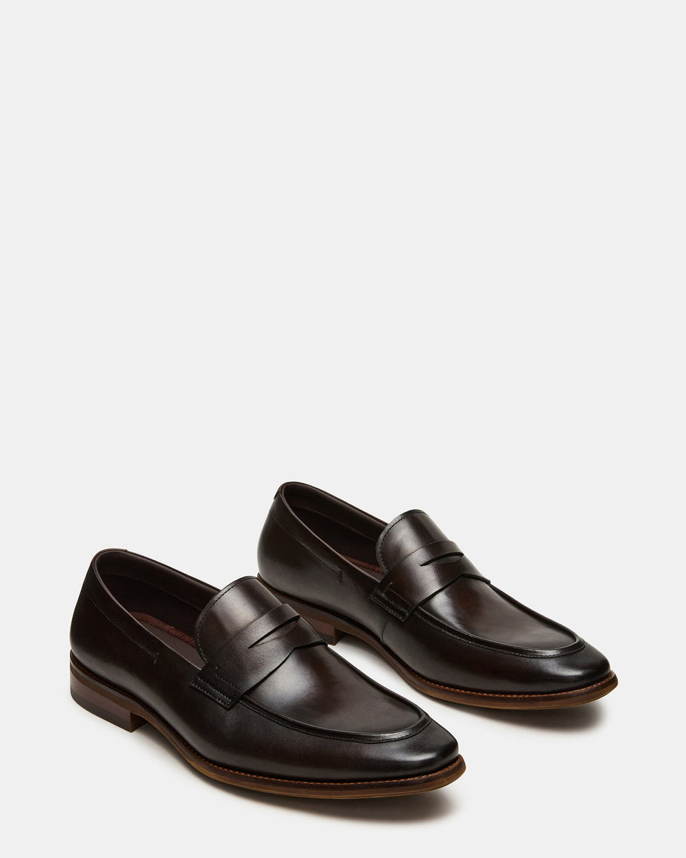 LIGHTNING Brown Leather Round-Toe Slip-On Men's Loafer | Steve Madden outlet