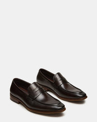LIGHTNING Brown Leather Round-Toe Slip-On Men's Loafer | Steve Madden outlet