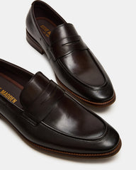 LIGHTNING Brown Leather Round-Toe Slip-On Men's Loafer | Steve Madden outlet