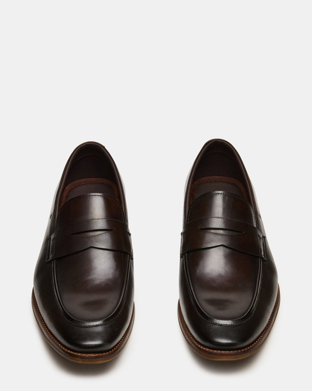 LIGHTNING Brown Leather Round-Toe Slip-On Men's Loafer | Steve Madden outlet