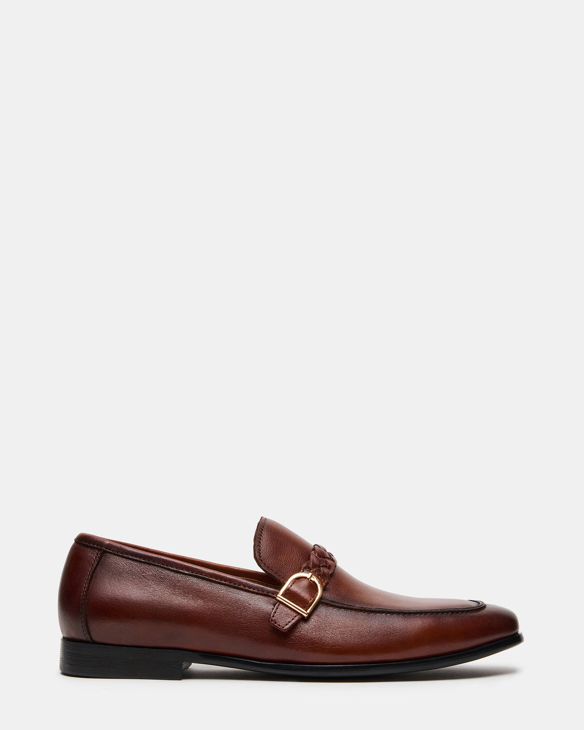 CHAPLIN Tan Leather Woven-Strap Buckle Slip-On Men's Loafer | Steve Madden for Sale
