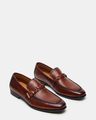 CHAPLIN Tan Leather Woven-Strap Buckle Slip-On Men's Loafer | Steve Madden for Sale