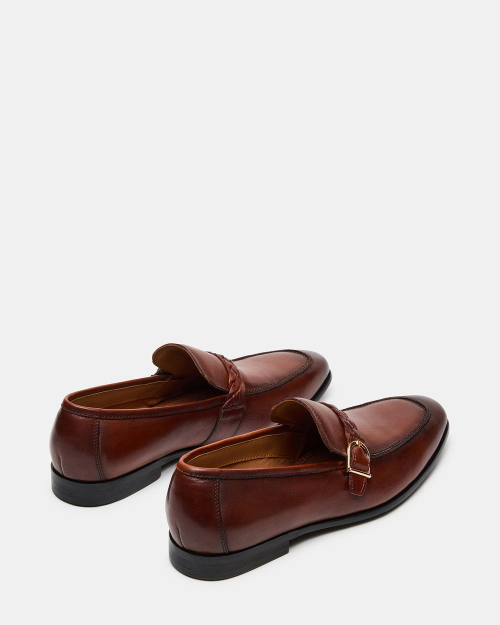CHAPLIN Tan Leather Woven-Strap Buckle Slip-On Men's Loafer | Steve Madden for Sale