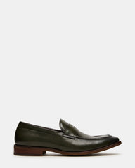 LIGHTNING Dark Green Round-Toe Slip-On Men's Loafer | Steve Madden Sale