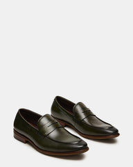 LIGHTNING Dark Green Round-Toe Slip-On Men's Loafer | Steve Madden Sale