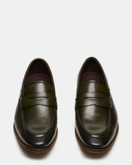 LIGHTNING Dark Green Round-Toe Slip-On Men's Loafer | Steve Madden Sale