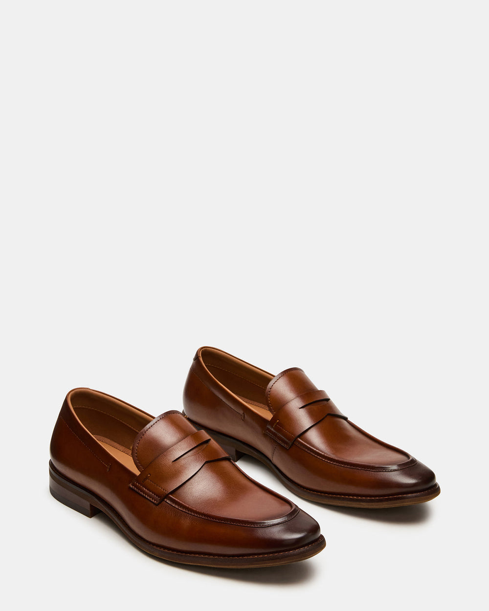 LIGHTNING Tan Leather Round-Toe Slip-On Men's Loafer | Steve Madden for Sale