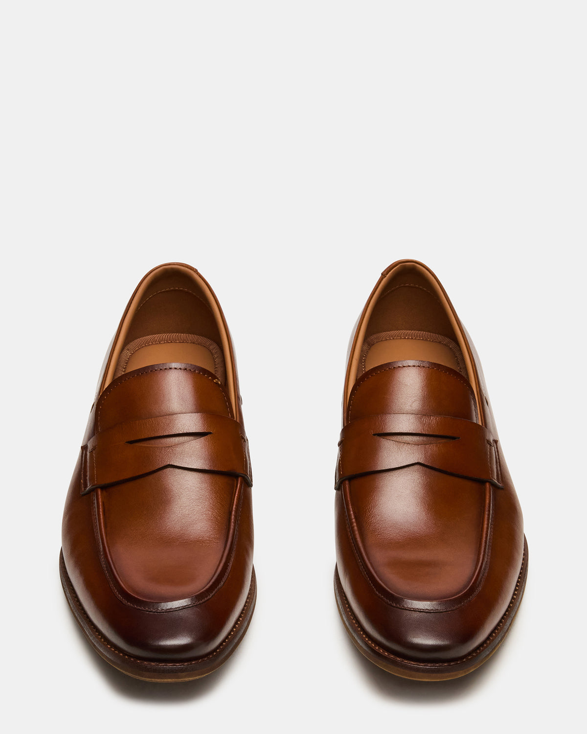LIGHTNING Tan Leather Round-Toe Slip-On Men's Loafer | Steve Madden for Sale