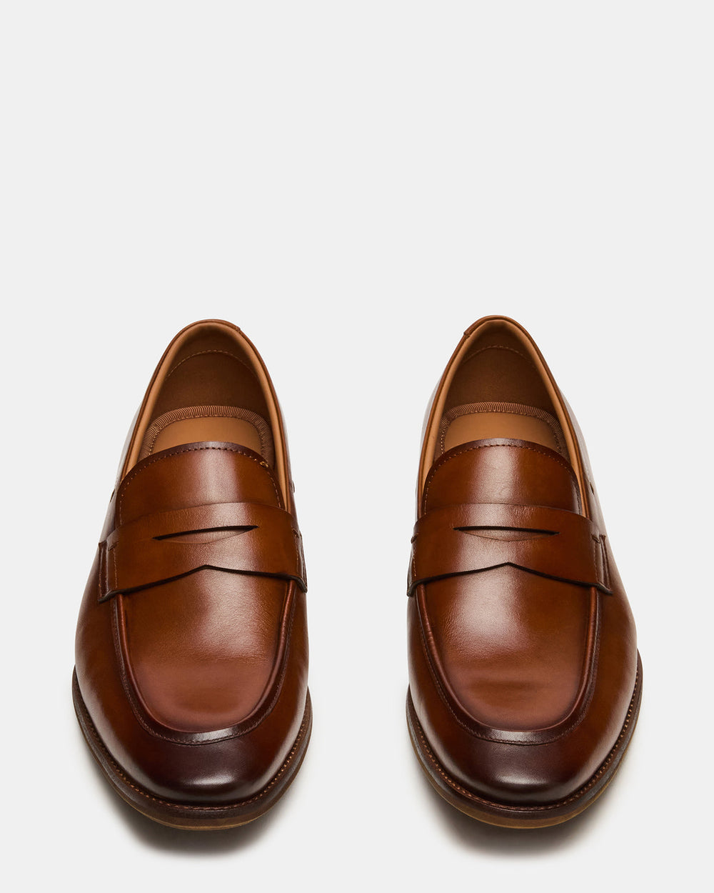 LIGHTNING Tan Leather Round-Toe Slip-On Men's Loafer | Steve Madden for Sale