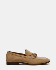 LOGAN Taupe Suede Tassel Slip-On Men's Loafer | Steve Madden on Sale