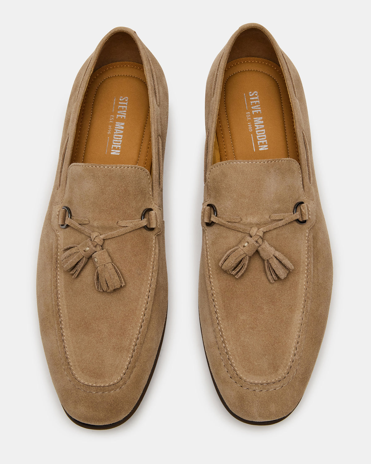 LOGAN Taupe Suede Tassel Slip-On Men's Loafer | Steve Madden on Sale
