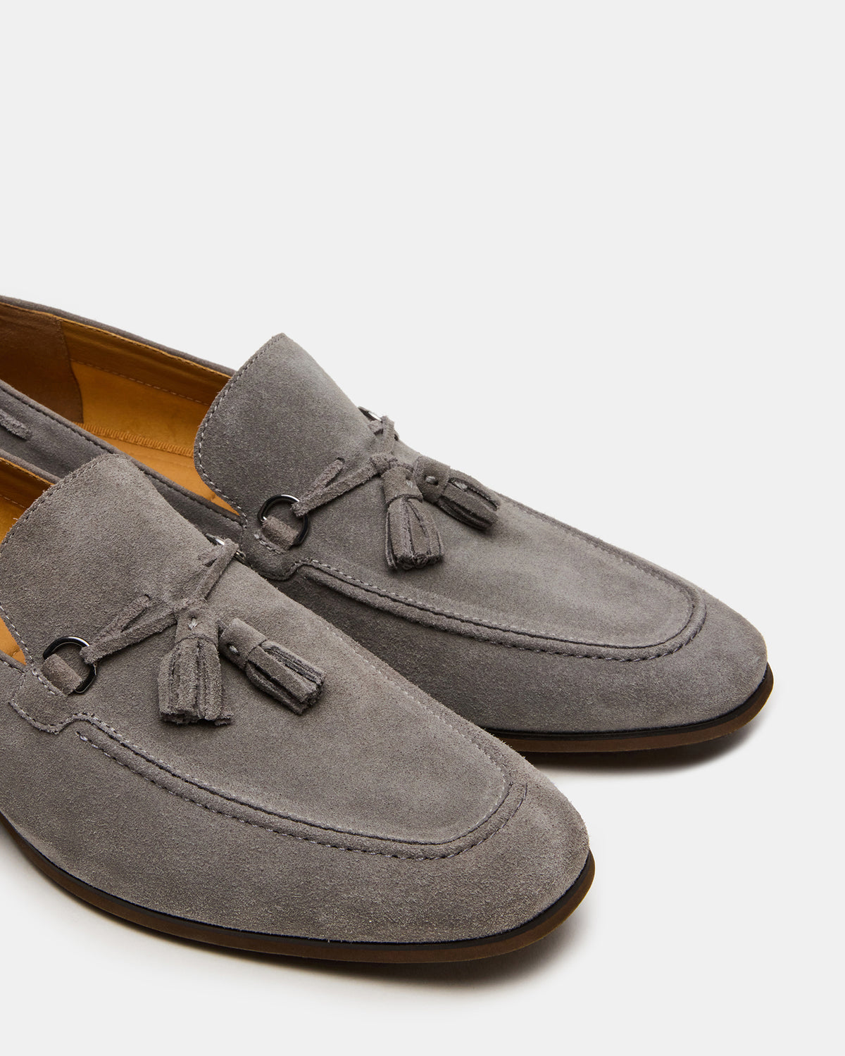 LOGAN Light Grey Suede Tassel Slip-On Men's Loafer | Steve Madden near me