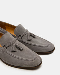 LOGAN Light Grey Suede Tassel Slip-On Men's Loafer | Steve Madden near me