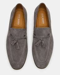 LOGAN Light Grey Suede Tassel Slip-On Men's Loafer | Steve Madden near me