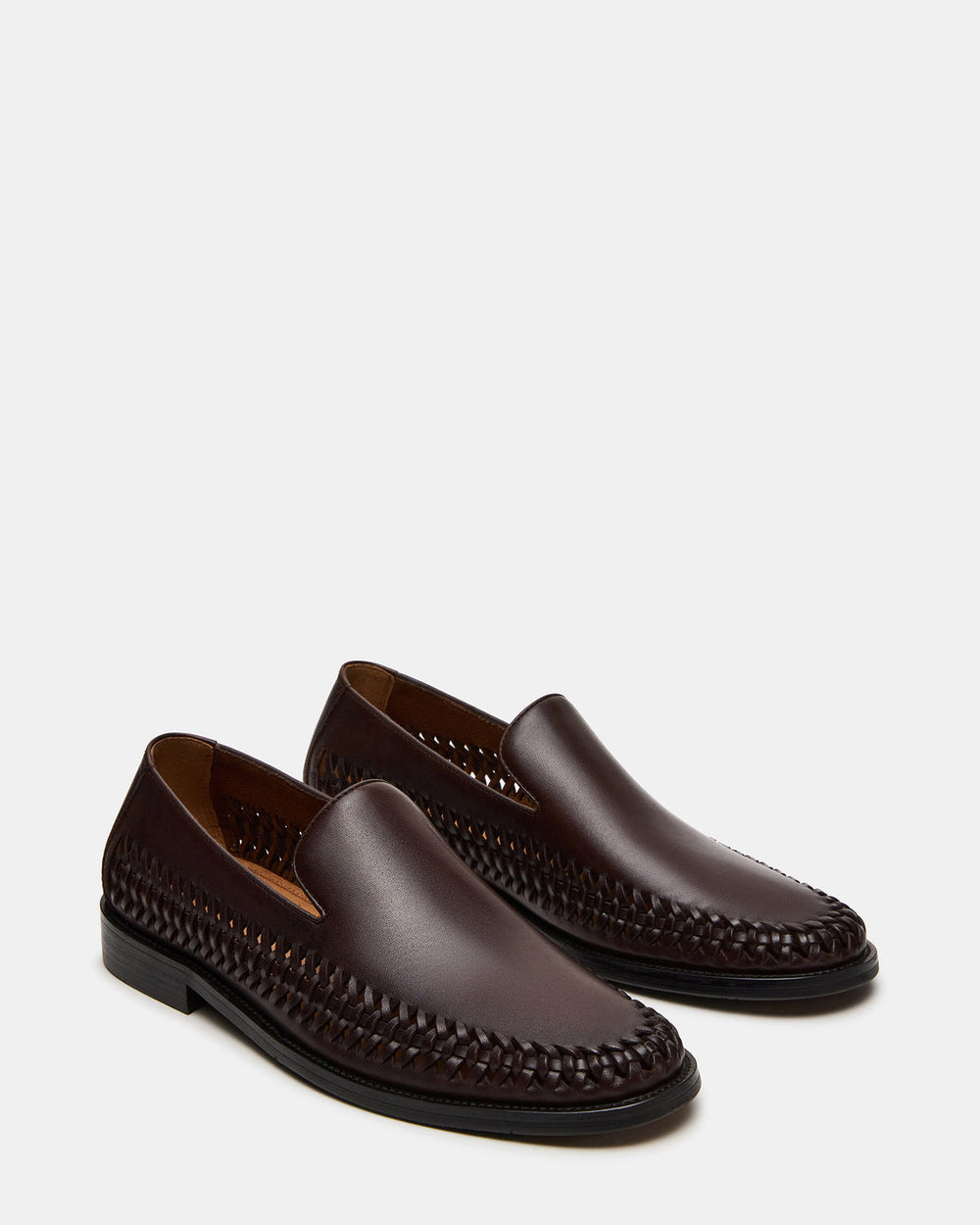NAPOLI Brown Leather Slip-On Woven Men's Loafer | Steve Madden online