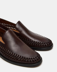 NAPOLI Brown Leather Slip-On Woven Men's Loafer | Steve Madden online