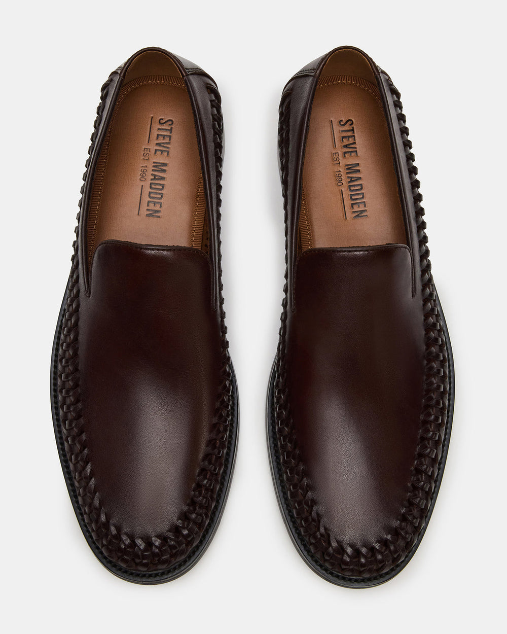 NAPOLI Brown Leather Slip-On Woven Men's Loafer | Steve Madden online
