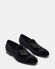 FINN Black Velvet Rhinestone Fox Head Design Slip-On Men's Loafer | Steve Madden US