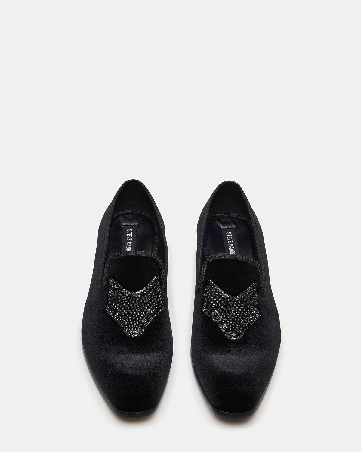 FINN Black Velvet Rhinestone Fox Head Design Slip-On Men's Loafer | Steve Madden US