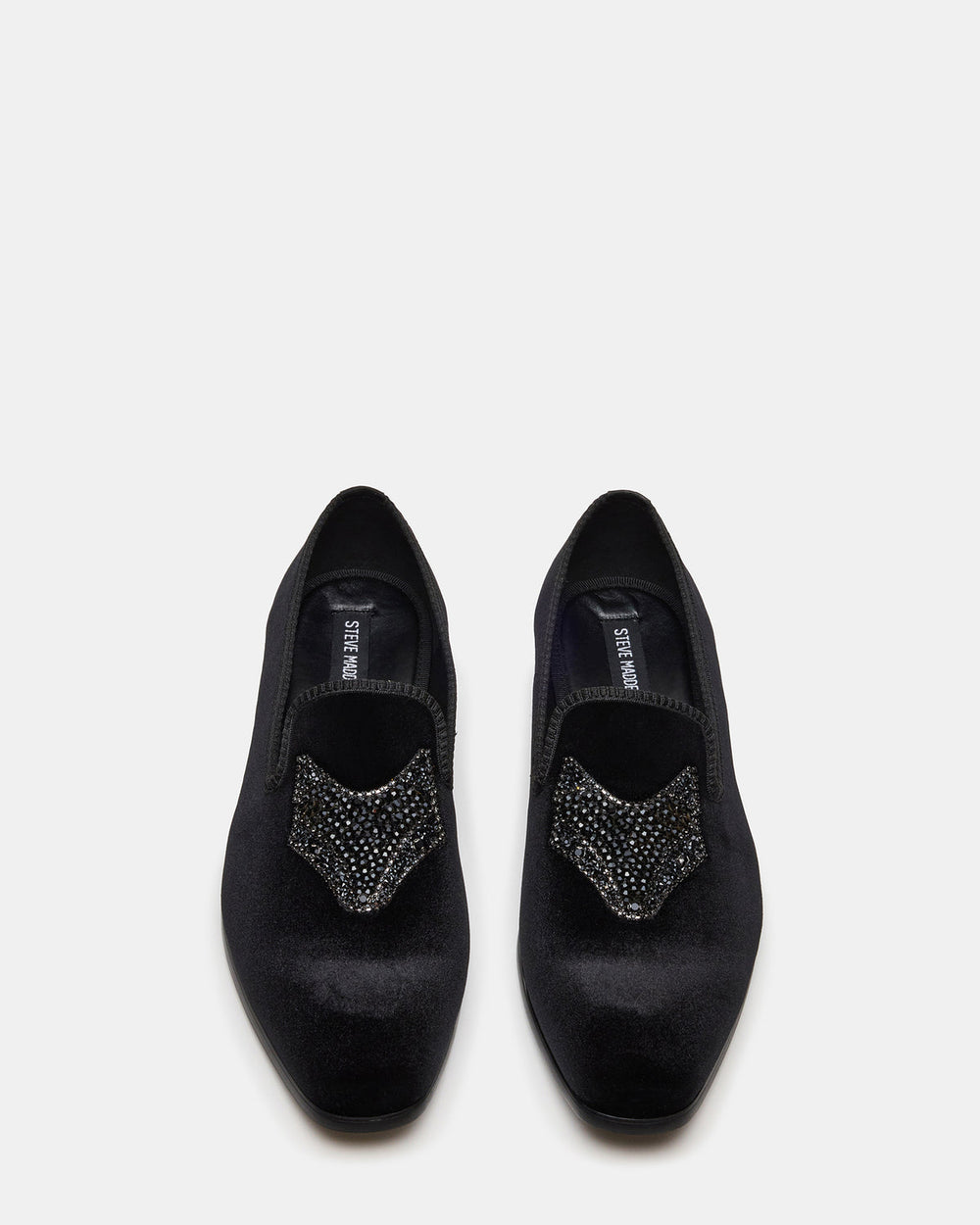 FINN Black Velvet Rhinestone Fox Head Design Slip-On Men's Loafer | Steve Madden US