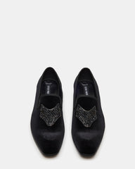 FINN Black Velvet Rhinestone Fox Head Design Slip-On Men's Loafer | Steve Madden US