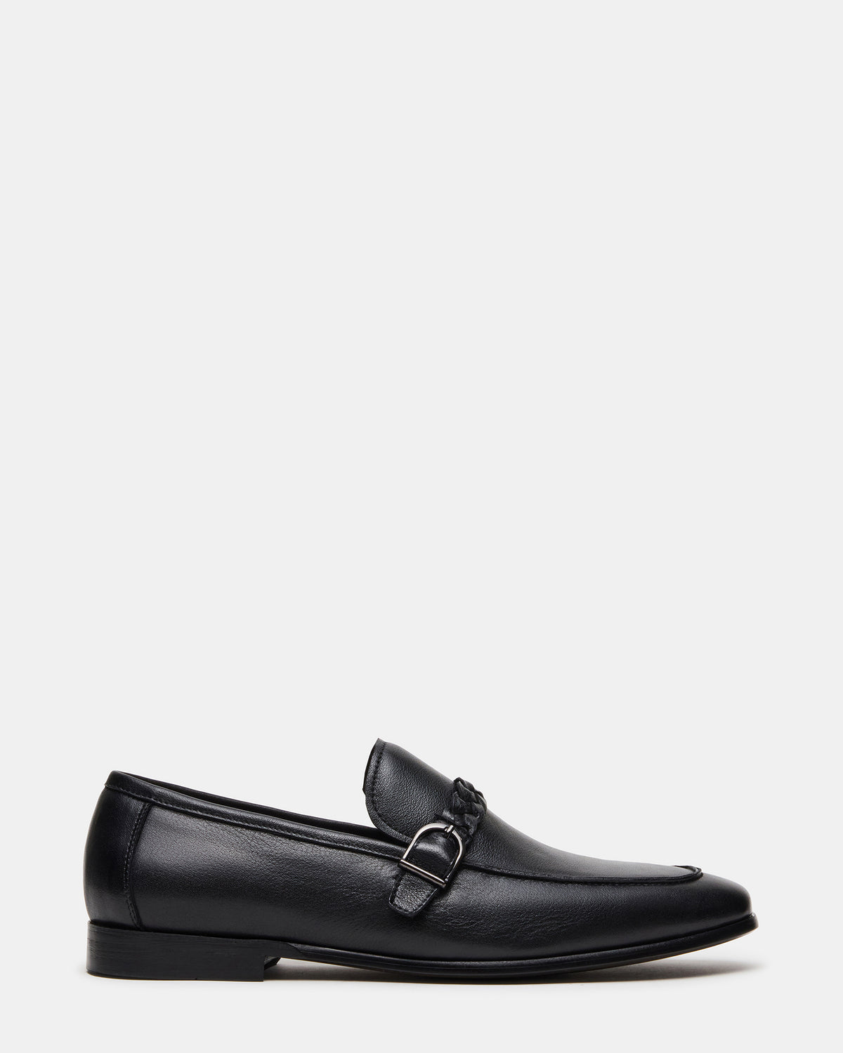 CHAPLIN Black Leather Woven-Strap Buckle Slip-On Men's Loafer | Steve Madden outlet