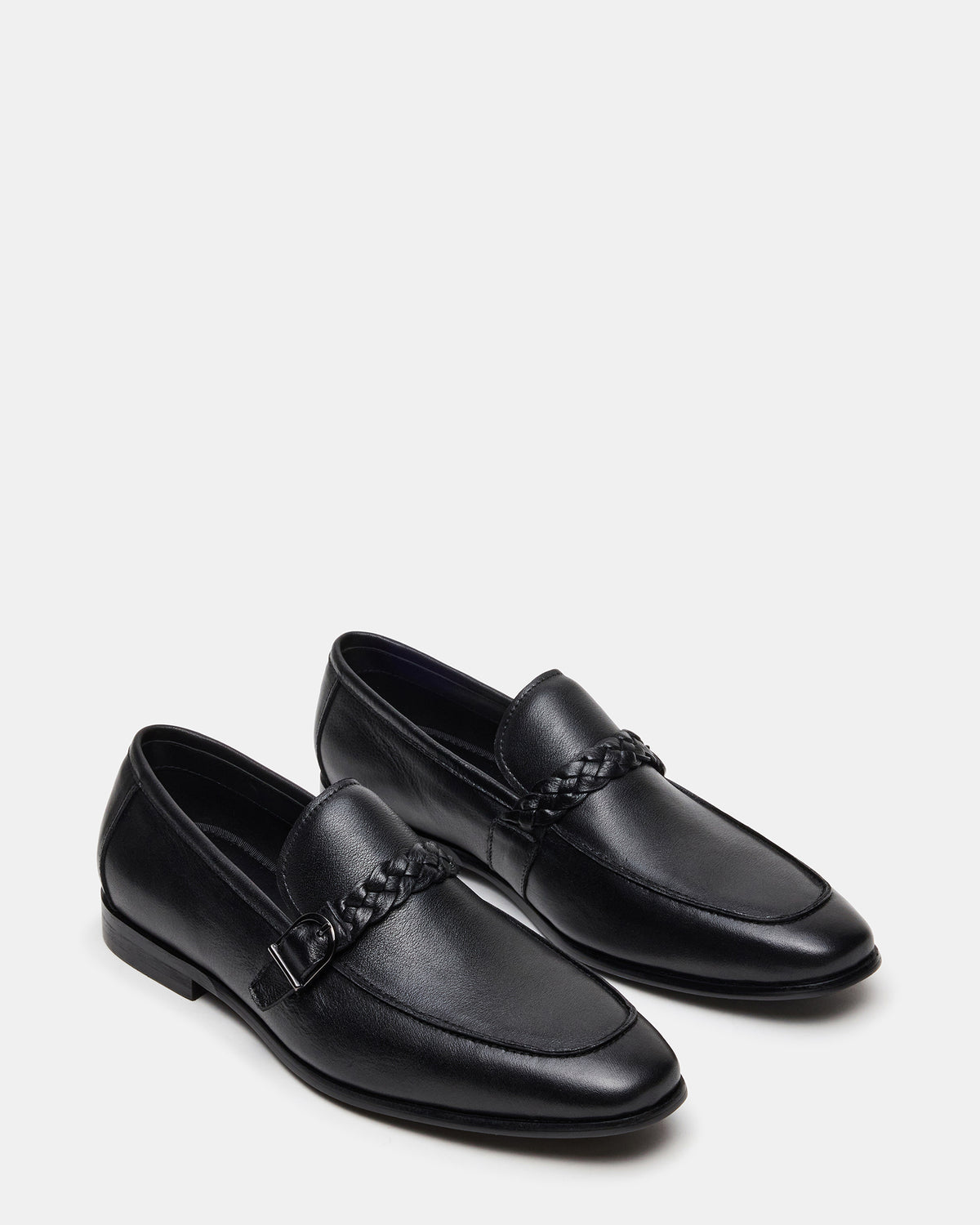 CHAPLIN Black Leather Woven-Strap Buckle Slip-On Men's Loafer | Steve Madden outlet
