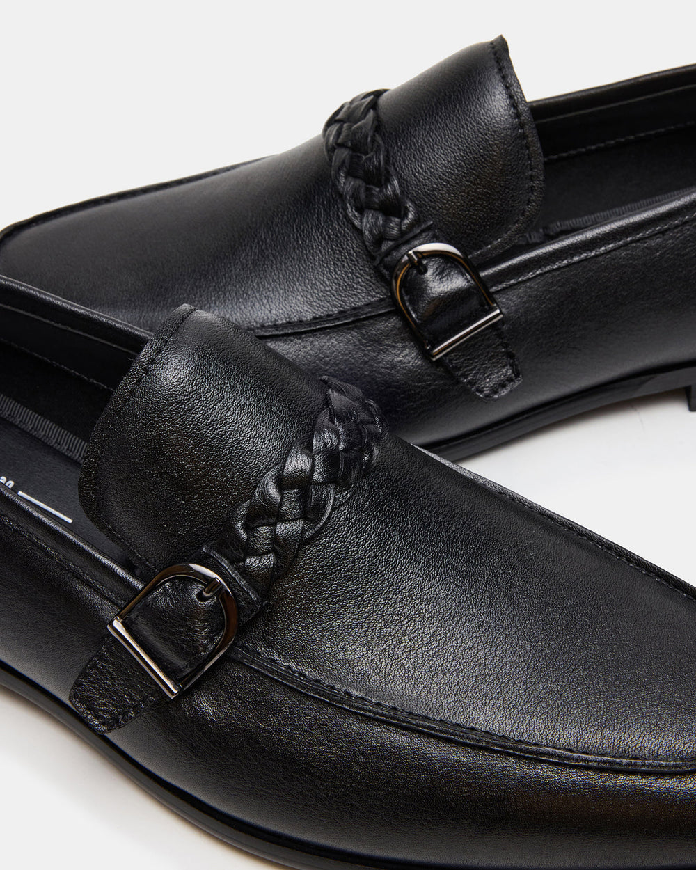 CHAPLIN Black Leather Woven-Strap Buckle Slip-On Men's Loafer | Steve Madden outlet