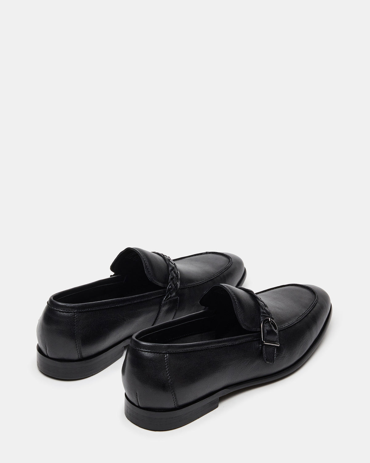 CHAPLIN Black Leather Woven-Strap Buckle Slip-On Men's Loafer | Steve Madden outlet