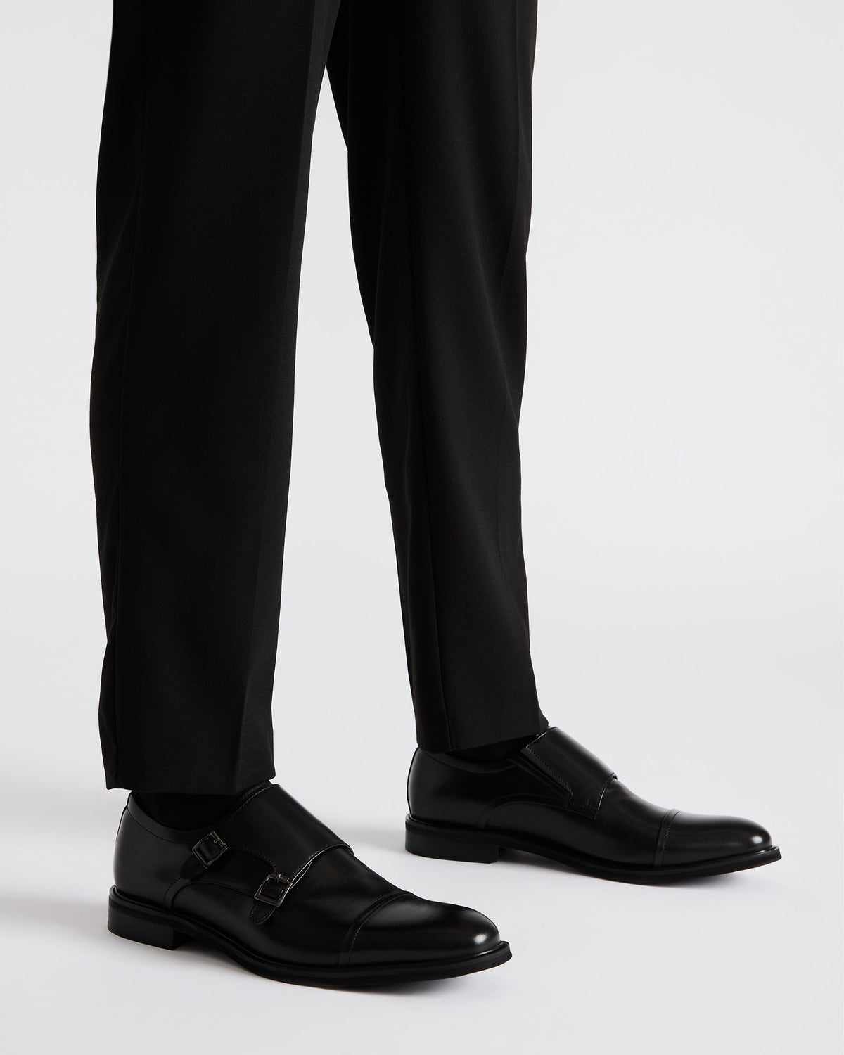 HARAN Black Leather Men's Buckle Strap Dress Shoe | Steve Madden discount