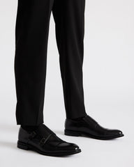 HARAN Black Leather Men's Buckle Strap Dress Shoe | Steve Madden discount
