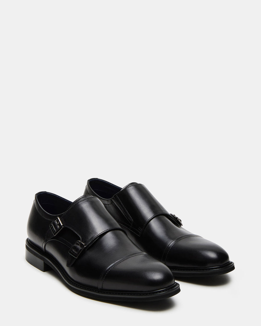 HARAN Black Leather Men's Buckle Strap Dress Shoe | Steve Madden discount