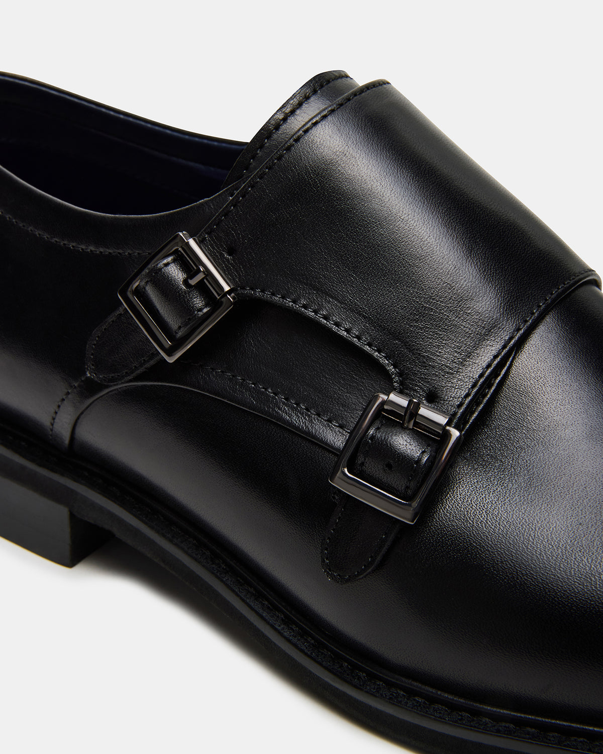 HARAN Black Leather Men's Buckle Strap Dress Shoe | Steve Madden discount