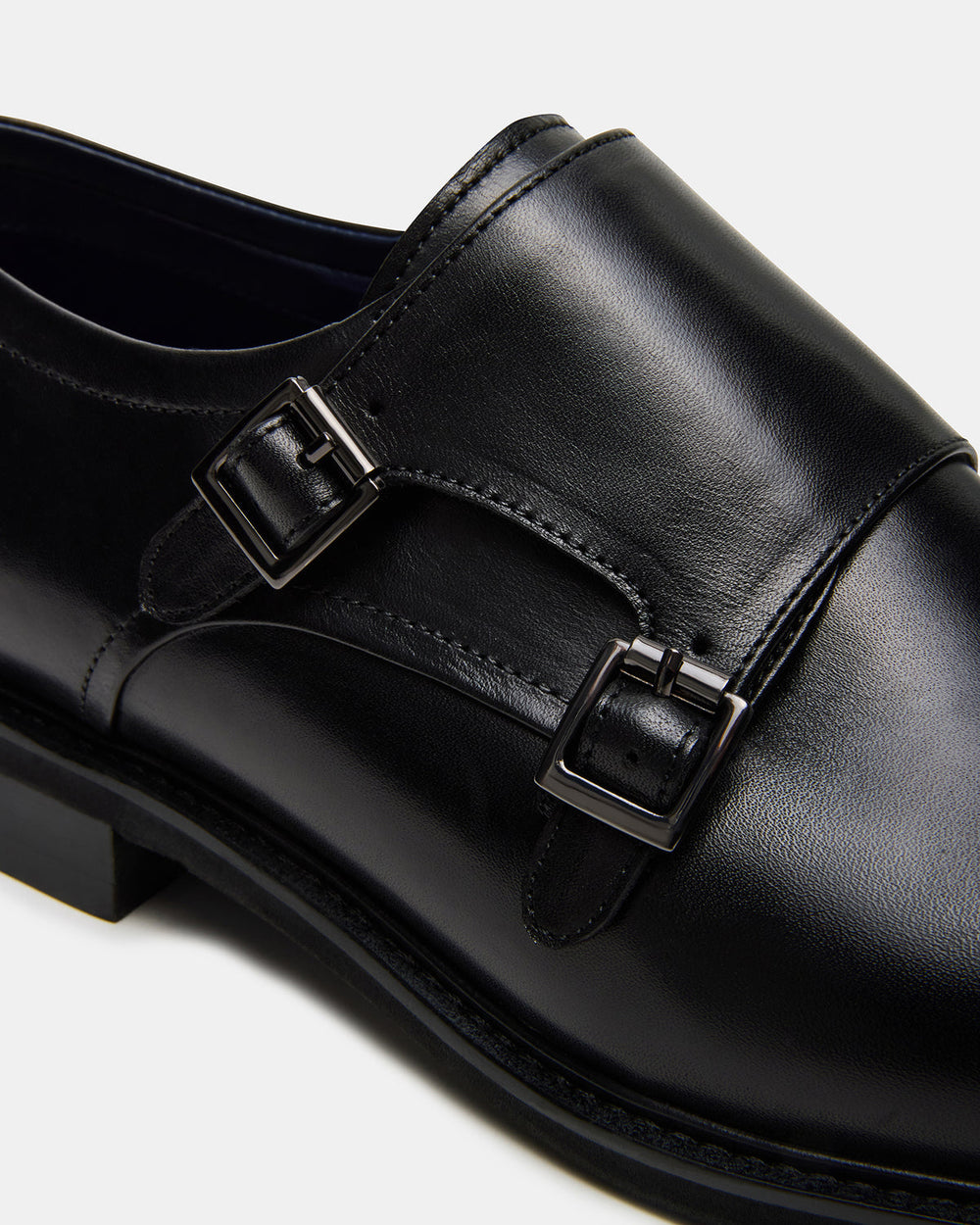 HARAN Black Leather Men's Buckle Strap Dress Shoe | Steve Madden discount