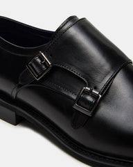 HARAN Black Leather Men's Buckle Strap Dress Shoe | Steve Madden discount