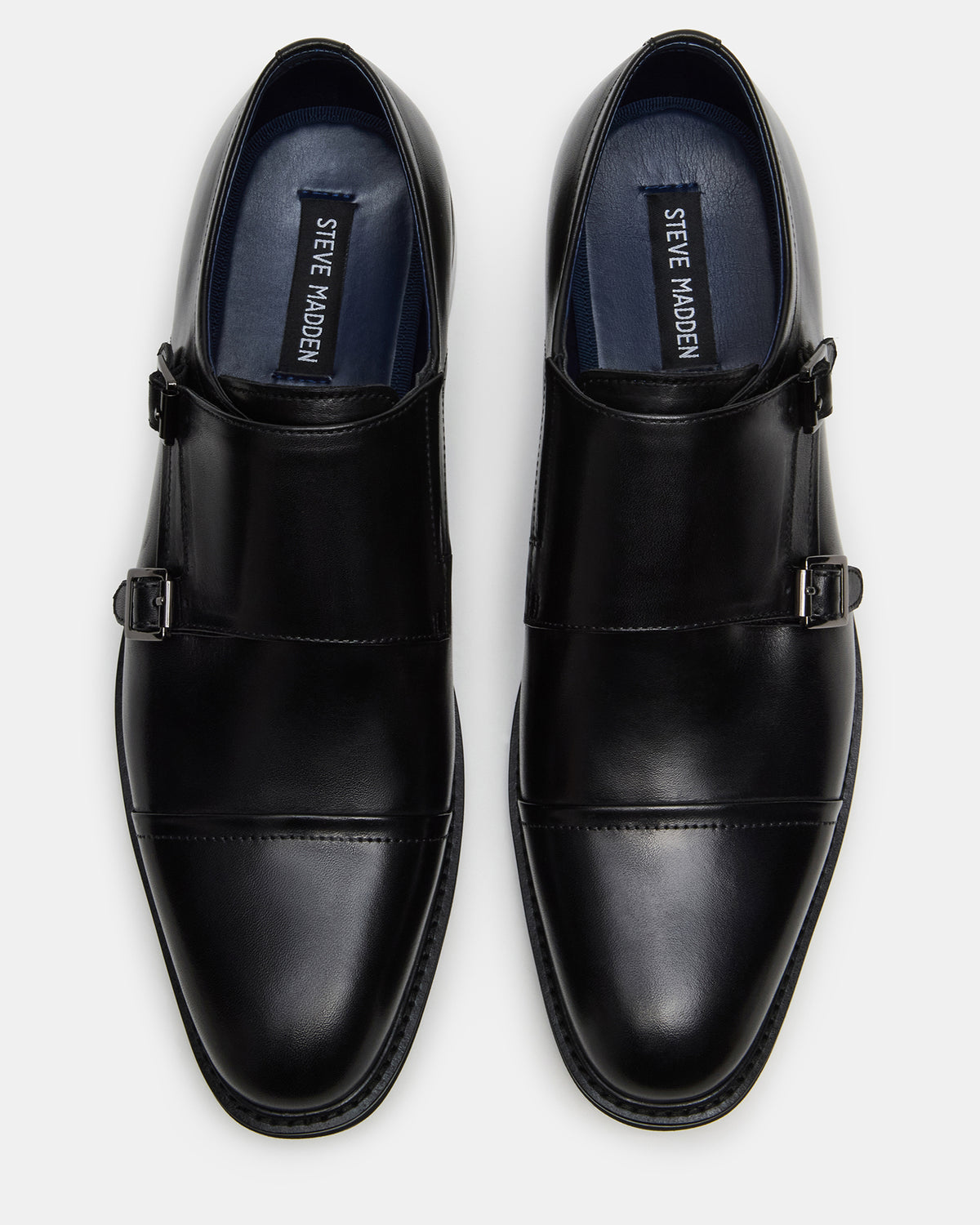 HARAN Black Leather Men's Buckle Strap Dress Shoe | Steve Madden discount