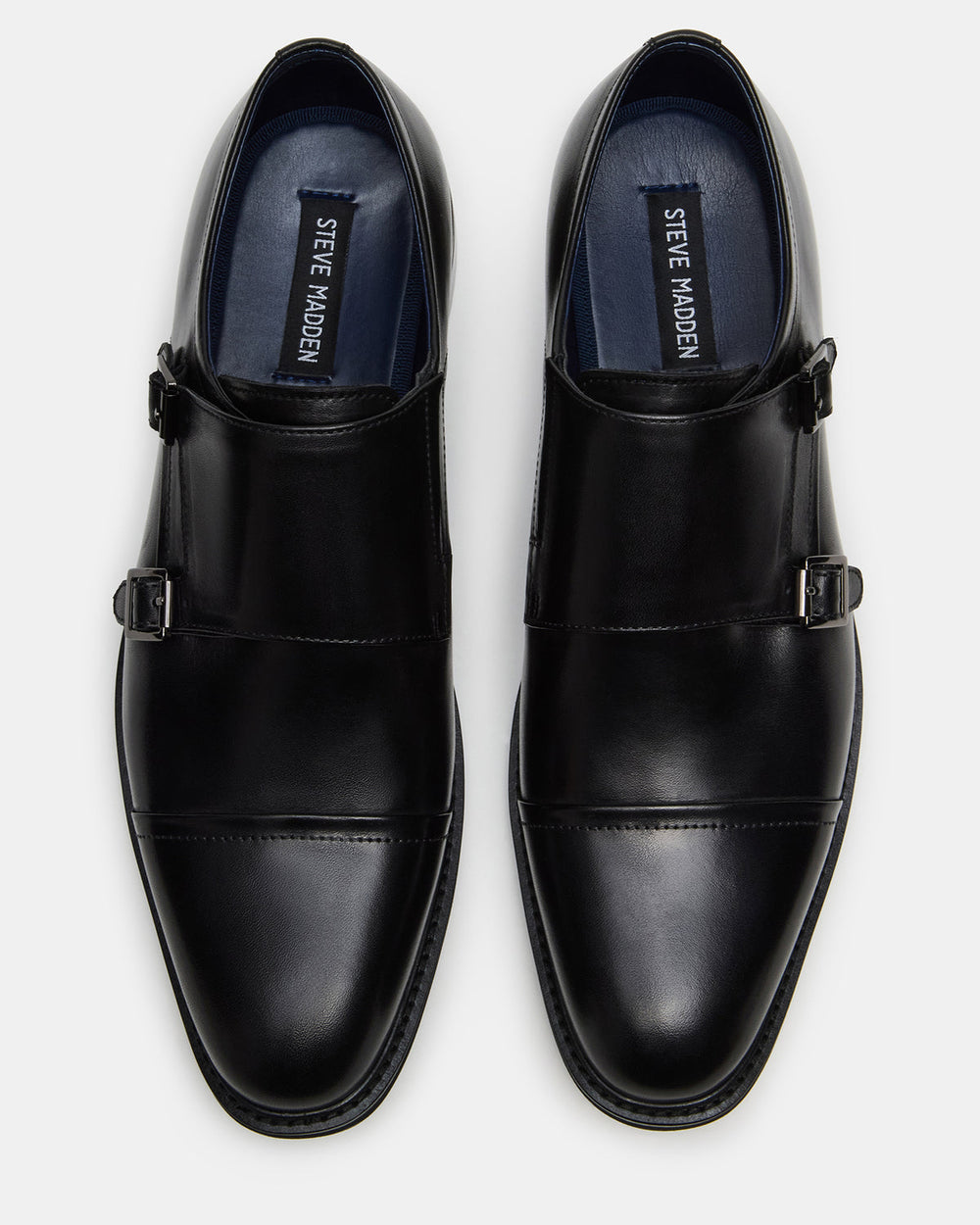 HARAN Black Leather Men's Buckle Strap Dress Shoe | Steve Madden discount