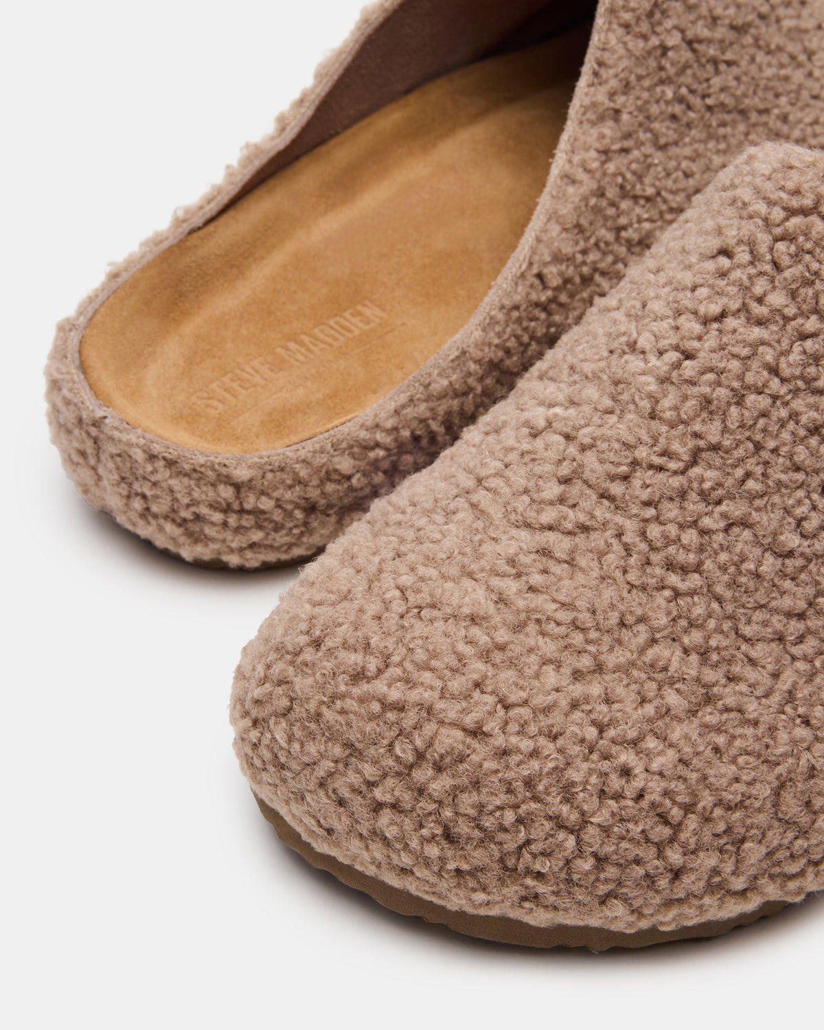 WENDELIN Taupe Faux Shearling Footbed Slip-On Men's Casual Clog | Steve Madden on Sale
