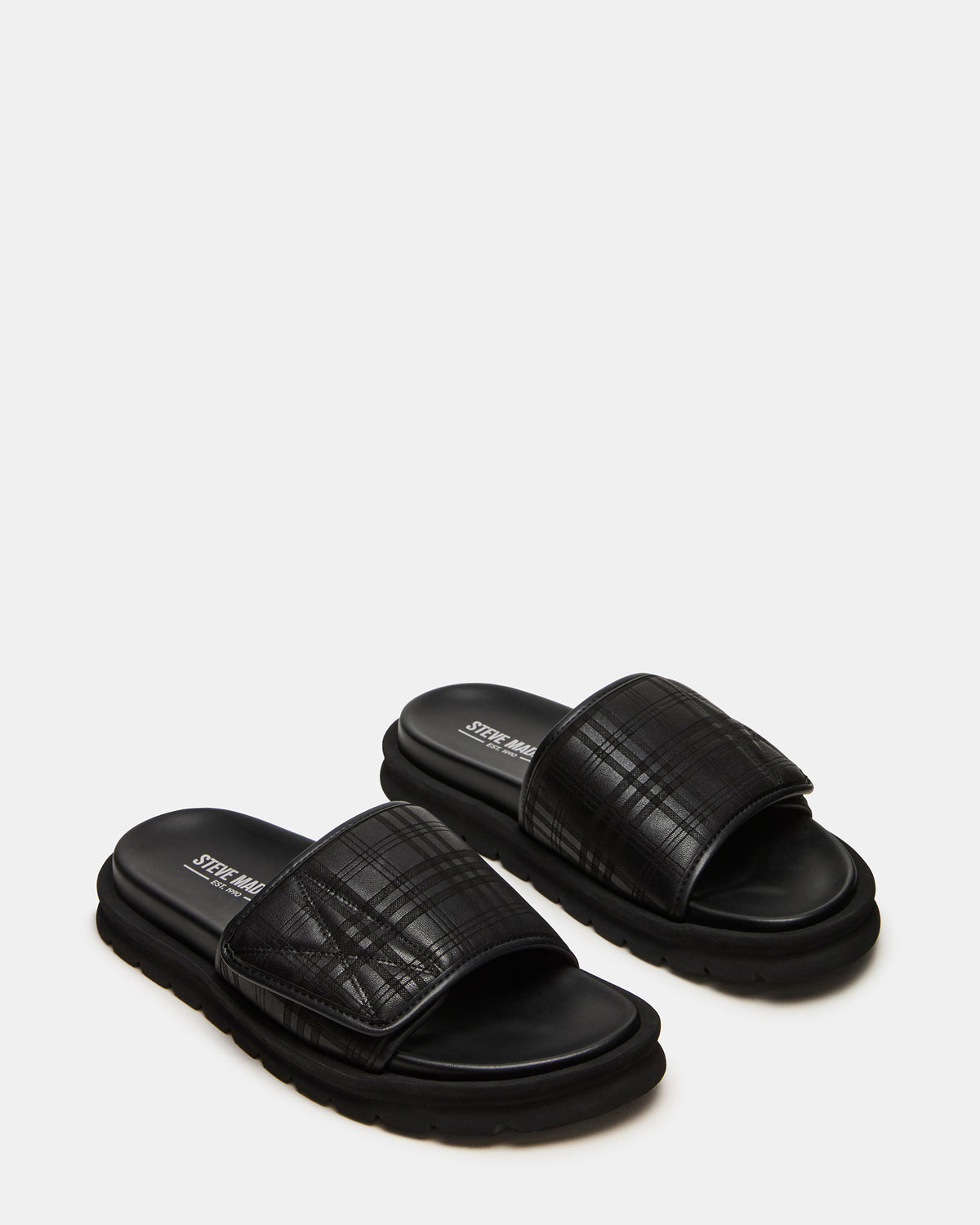 REESE Black Slide Footbed Rounded-Toe Men's Sandal | Steve Madden online