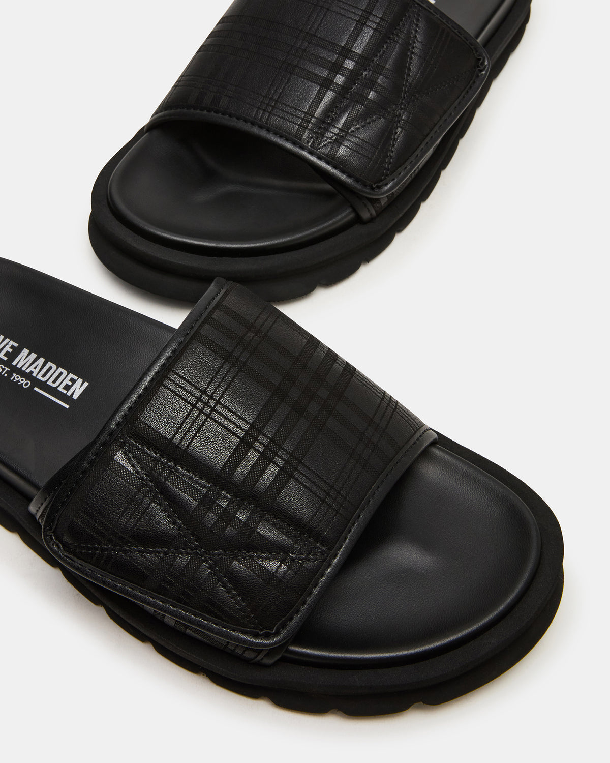 REESE Black Slide Footbed Rounded-Toe Men's Sandal | Steve Madden online
