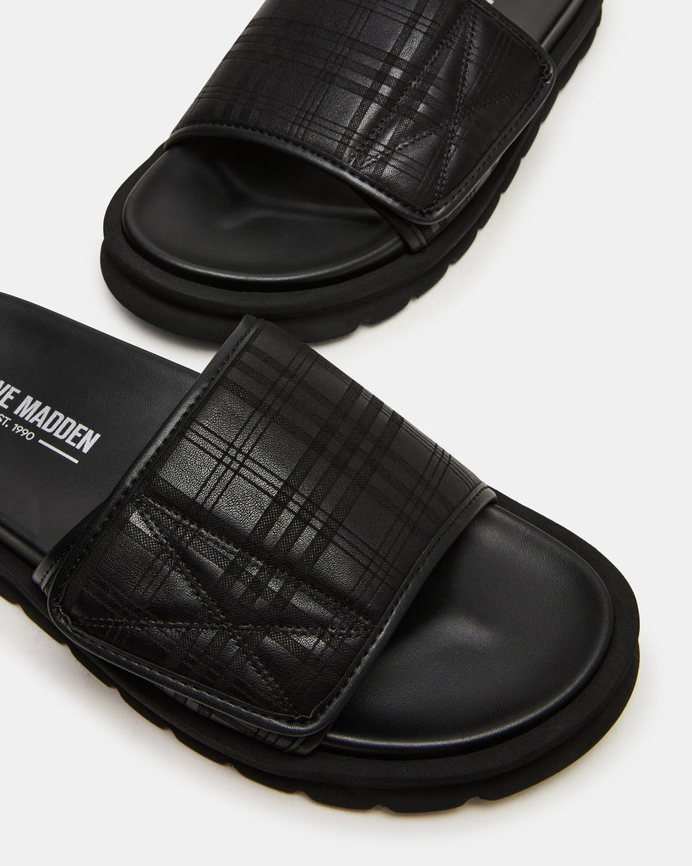 REESE Black Slide Footbed Rounded-Toe Men's Sandal | Steve Madden online